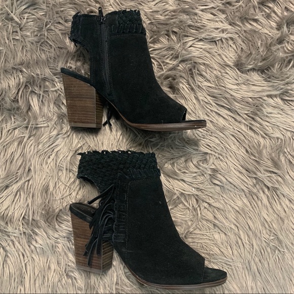 Lucky Brand Peep Toe Black Suede Shoes - Picture 2 of 6